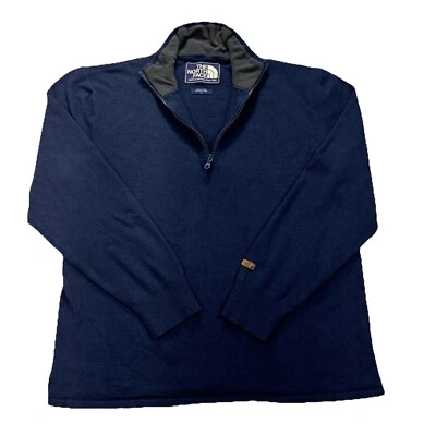 Suéter De Colección The North Face 1/4 Cremallera Para Hombres L Mezcla Lana/Algodón Azul Marino Tejido Preppy Foto 1 de 4
