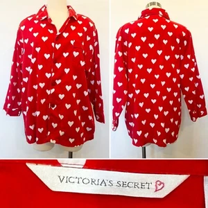 90er Jahre Victoria's Secret knackig rot weiß Herzen Vintage Nachthemd PJ Shirt Top S - Bild 1 von 5