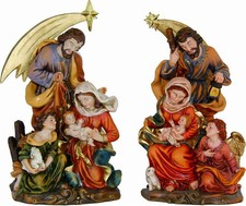 Krippenfiguren Krippenblock Heilige Familie mit Komet im 2er Set
