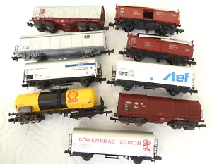 Roco, Fleischmann IN Set N 9 X Covered Wagons, Tank Wagon, Etc.der DB Etc. - Picture 1 of 2