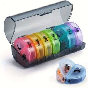 7Day Daily Pill Box Weekly Vitamin Storage Case 14Grid Medicine Tablet Dispenser - Picture 1 of 15