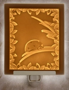 Colored & Uncolored Ladybug Porcelain Lithophane Night Lights made in the U.S.A. - Picture 1 of 2