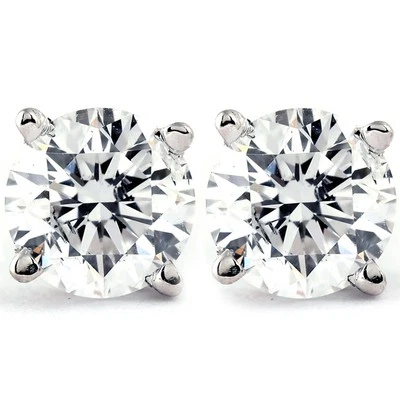 1 CT. T.W. Tachuelas de diamantes blancos genuinos de oro blanco o amarillo de 14K Foto 1 de 4