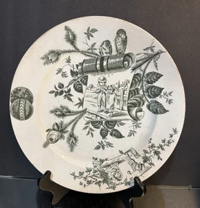 Ästhetisches Uhrwerk…Transferware Teller…Rosebud…G & S..10,5”…Grove & Stark.1880 Gm - Bild 1 von 13