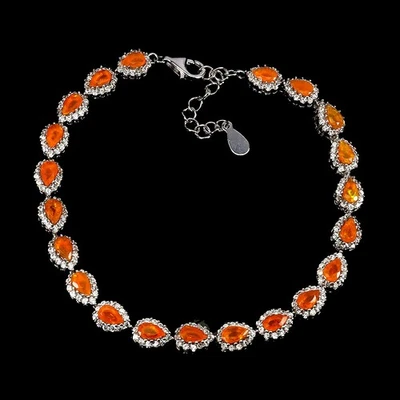 Pulsera de plata de ley 925 ovalada ópalo naranja 5x3 mm joyas de piedras preciosas naturales 7,5 Foto 1 de 4