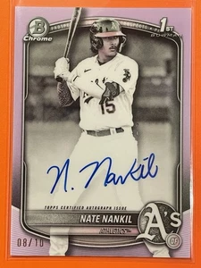 2025 Bowman Chrome Prospects Nate Nankil Auto Pearl Refractor /10 #CPA-NN - Imagen 1 de 2
