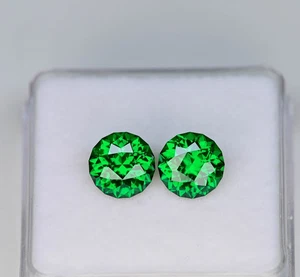 Natural Colombian Emerald Pair 16 Ct Loose Gemstone GIE CERTIFIED Round Cut - Picture 1 of 2