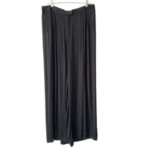 Rag & Bone Racine Black Wide Leg Charmeuse Pleated Pants size 10 High Rise - Picture 1 of 8