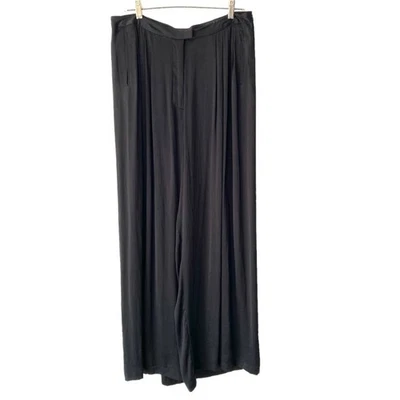Rag & Bone Racine Black Wide Leg Charmeuse Pleated Pants size 10 High Rise - Image 1 of 4