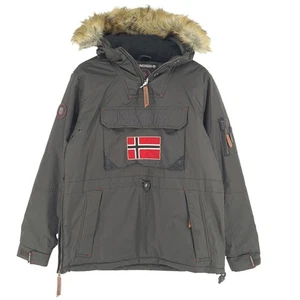 Geographical Norway Herren Parka Anorak Isoliert Braun Nd8 Größe S - Bild 1 von 12