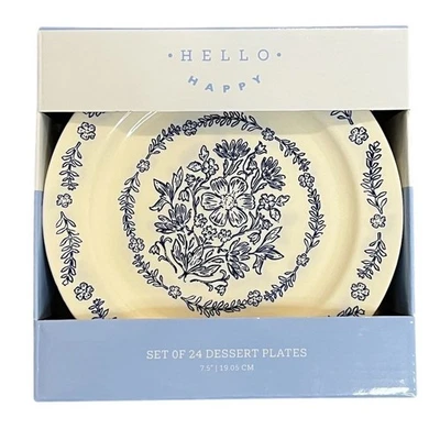 Hello Happy Hello Happy Juego de 24 Platos de Postre Floral Azul 7.5" Verano Primavera Foto 1 de 4