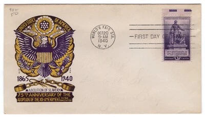 #902 Emancipation Lincoln 13th Ammendment 1940 FDC - Staehle - Image 1 of 2