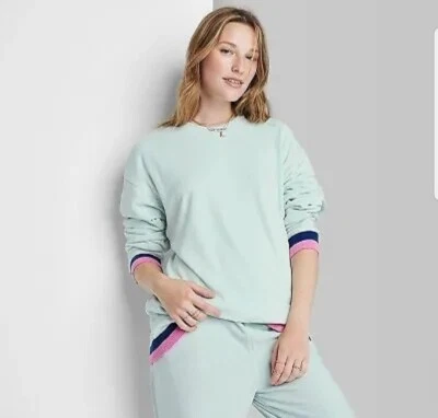 Women's Ascot + Hart Velour Graphic Pullover Sweatshirt - Green XXL - Image 1 of 4