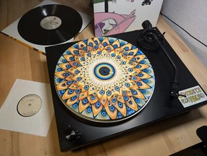 Psychedelic Fractal Eye Felt Record Player Turntable Slipmat Mat, Trippy Acid - Picture 1 of 10