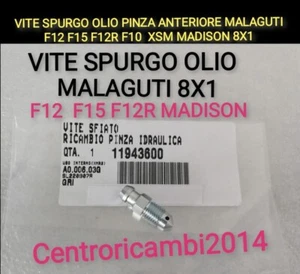 VITE SPURGO OLIO PINZA ANTERIORE MALAGUTI F12 F15 F12R F10 XSM MADISON 8X1 - Foto 1 di 1