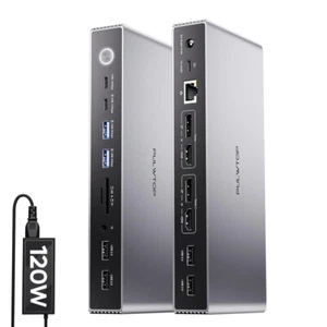 Estación de Acoplamiento Displaylink, PULWTOP USB C DisplayLink Dock Pantallas Duales para Ma - Imagen 1 de 9