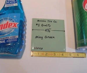 1 pc. Ming Green: 4-3/8" Glossy Ceramic Tile: by Mosaic Co. Used from 1950's - Picture 1 of 53