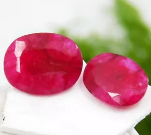 Certified 14.90 Ct Natural Excellent African Pink Ruby Oval Shape Gemstone Pair - Picture 1 of 8
