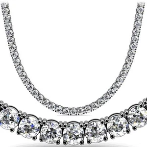 18.20 ct Round cut Diamond 10k White Gold Tennis Necklace 182 Lab Grown diamonds - Picture 1 of 3