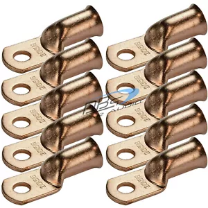 10 2/0 Gauge 5/16" Hole OFC Copper Ring Terminal 00 GA Lug Battery Connector - Picture 1 of 2