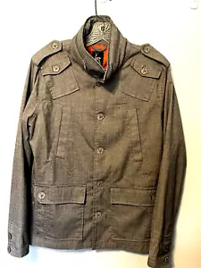Giacca Kane & Unke grigia stile militare manica lunga cappuccio nascosto bottoni davanti taglia M - Foto 1 di 15