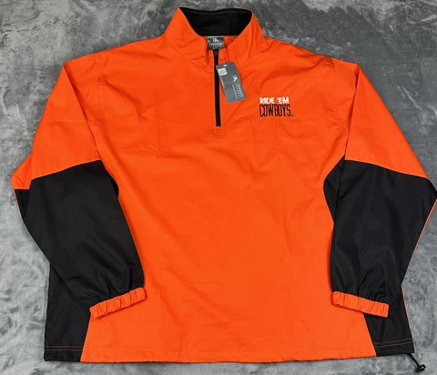 Oklahoma State OSU Cowboys Windbreaker Mens XL (46-48) Orange Black Pullover NEW Cover
