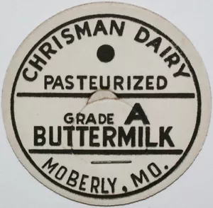 Vintage milk bottle cap CHRISMAN DAIRY Buttermilk Moberly Missouri new old stock - Picture 1 of 2
