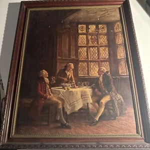 F. M. Bennett Wine Tasting Original Oil On Board Painting - Picture 1 of 7