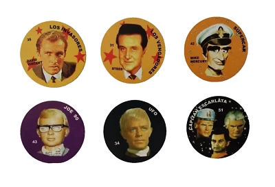 Supercar Joe 90 UFO Avengers TV Series Rare Argentina Assorted Disc Cards (6x) - Image 1 of 4