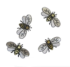 #4132 Lot 4Pcs 1 5/8" Embroidery Iron On Bee Applique Patch - Picture 1 of 1