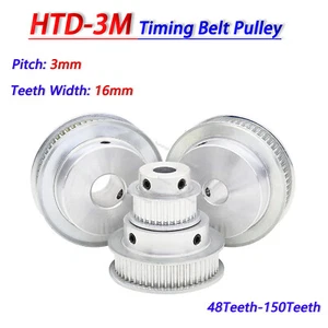 HTD-3M 48T-150T Timing Belt Pulleys Pitch 3mm With Step Drive Pulley Width 16mm - Picture 1 of 8