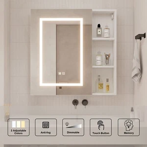 Spiegelschrank bad mit beleuchtung Beschlagfrei,Badschrank hängend mit 5 Fächern - Bild 1 von 10