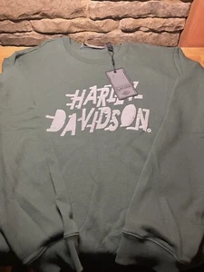 Harley-Davidson grünes Sweatshirt Puff Druck Garage Sammlung L 96686-19vm - Bild 1 von 3