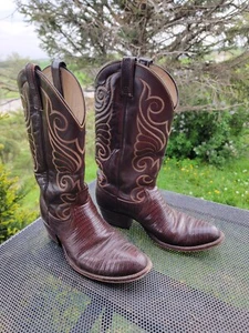 Vintage Dan Post exotische Cowboystiefel Herren 9 1/2 D braun Western Eidechse Teju Leder - Bild 1 von 13