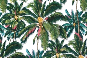 Tropical Hawaiian Cotton Barkcloth Upholstery FABRIC ~Coconut Grove~ Palms - Picture 1 of 7