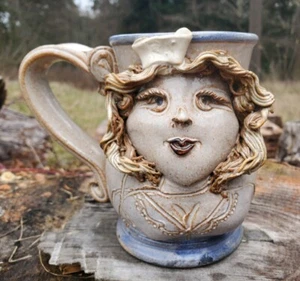 John Coiner Pottery 3D Nurse RN Face Mug Patty Graf Vintage Hero Front Line NICE - Picture 1 of 11