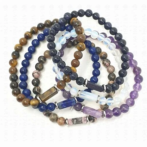 Handmade Tigers Eye Crystal Healing Lapis Gemstone Chakra Stretch Bracelet Stone - Picture 1 of 23