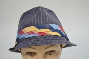 Goorin Bros Polyester Linen Fedora Pinstripe Hat Colorful Blue Small - Picture 1 of 11