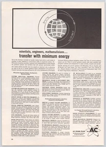 AC Spark Plug Division GM Space Program Karriere Vintage Print Ad 1963 - Bild 1 von 5