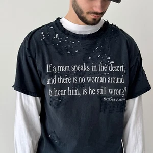 Vintage 00s Art Thrashed Destroyed Worn Distressed Faded USA T-Shirt Size L - Picture 1 of 5