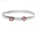 STERLING SILVER 925 BABY BANGLE  EXPANDABLE  BRACELET CHRISTENING PINK FLOWERS 