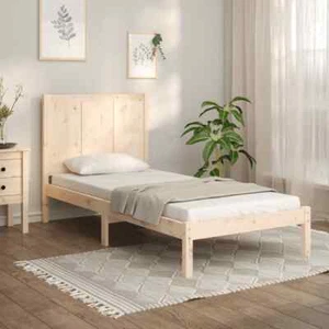 Bed Frame without Mattress 75x190 cm Small Single Solid Wood Pine - Picture 1 of 5
