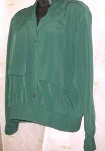 Nuova camicetta $88 NOTATIONS 12P VERDE RASO MORBIDO DRAPPEGGIO DAVANTI CROP VITA ELASTICIZZATA top - Foto 1 di 5