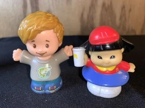 Little People Set McDonalds Girl With Drink 2003 & Boy Fish Shirt 2016 Mattel - Picture 1 of 12