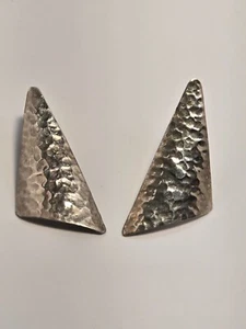 marked sterling hammered earrings - Picture 1 of 4