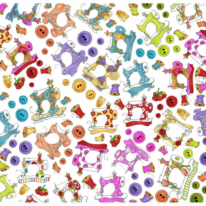Loralie шить ассортимент швейных машин белый лоскутное одеяло ткани продается на 1/2 ярда #692-348 - Изображение 1 из 2