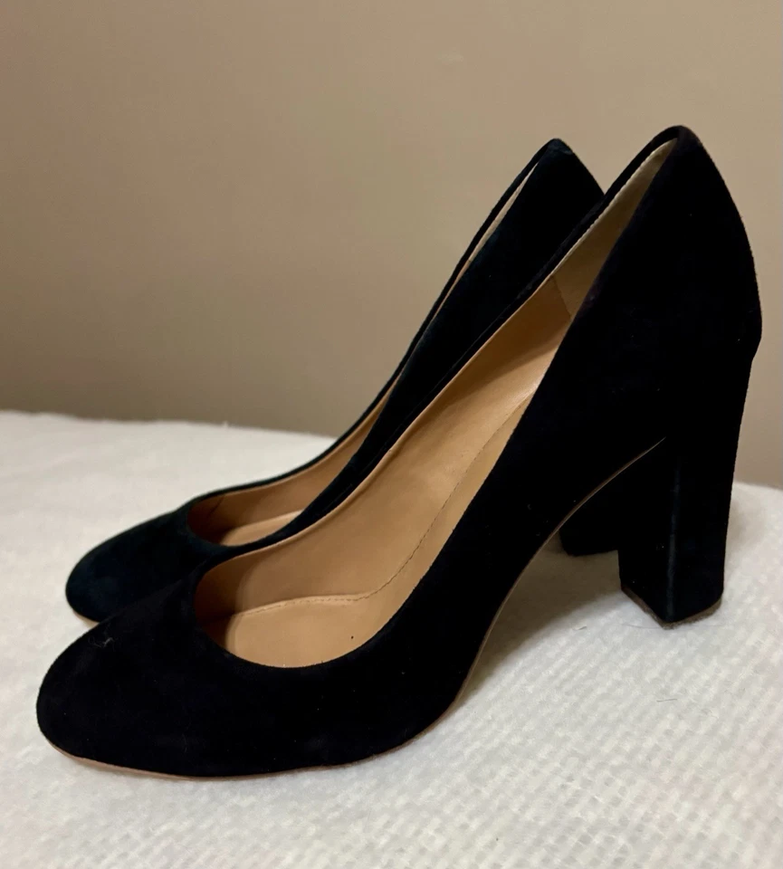 Zapatos de tacón alto elegantes J Crew de gamuza negros para mujer talla 11 Foto 1 de 4