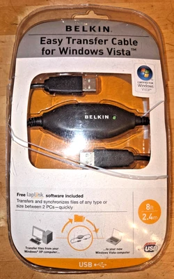 BELKIN EASY TRANSFER CABLE LAPTOP PC COMPUTER USB SYNC FILES New Demaged Box - Image 1 of 2