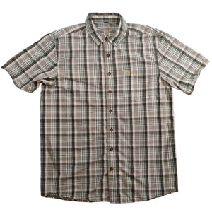 Camisa Carhartt Para Hombre Grande Alta Gris Verde A Cuadros Manga Corta Calce Relajado Algodón - Imagen 1 de 13