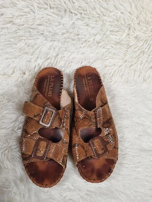 La Plume Shoes Size 41 chocolate snake Slides Made in Italy Sandals-41 US 10 - Image 1 of 4
